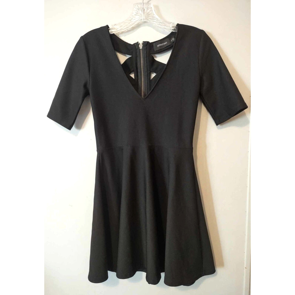 Mink Pink Black Fit & Flare Cutout Detail Dress Size Small